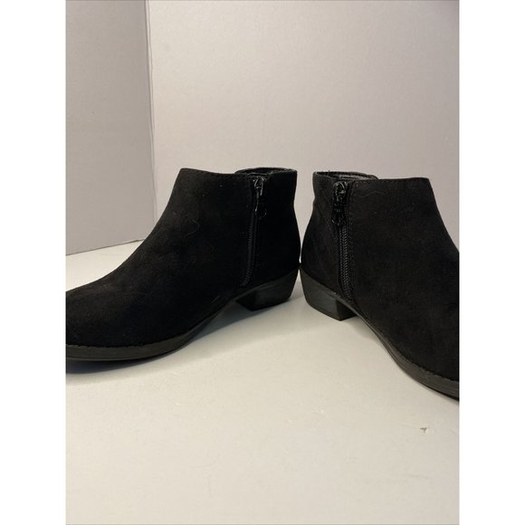 Cat & Jack Black Faux Suede Booties Zip Up Ankle Boots Girls Size 13 Target - Picture 3 of 12